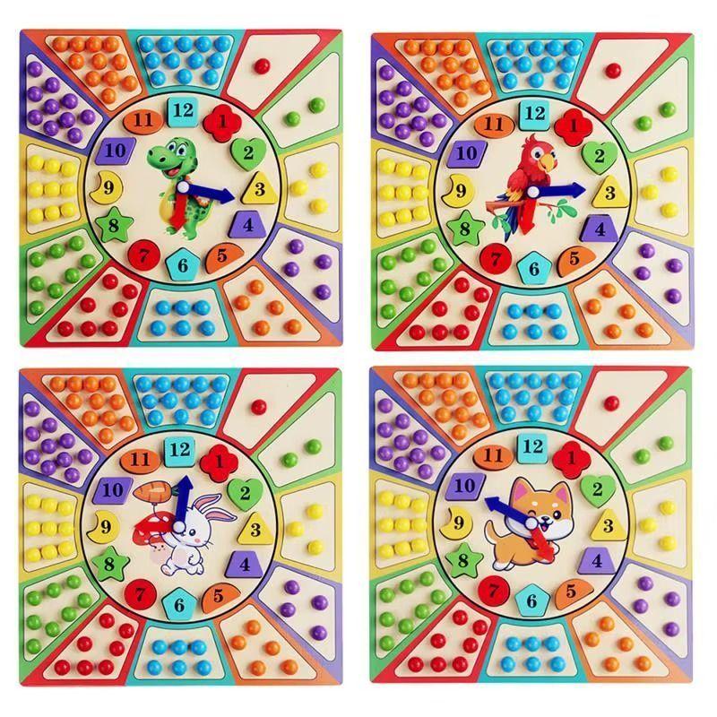 Reloj Montessori Madera Niños Clasificación Colores Conteo Motricidad-2