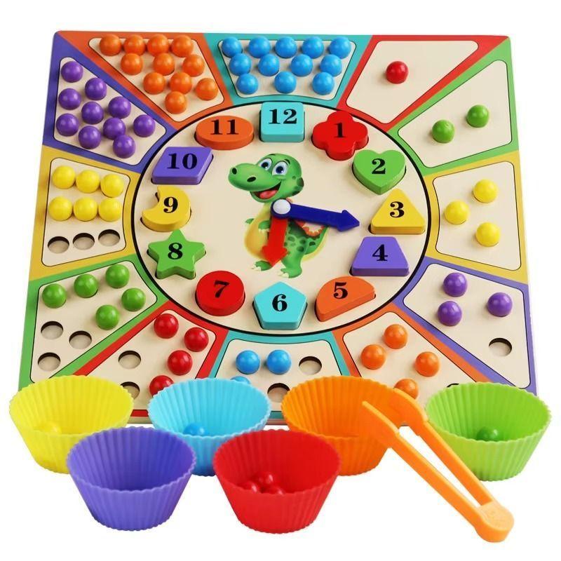 Reloj Montessori Madera Niños Clasificación Colores Conteo Motricidad-4