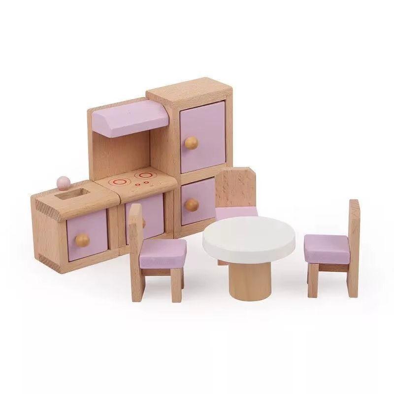 Set Muebles De Madera Para Casa Muñecas 22 Piezas Cd10051-2