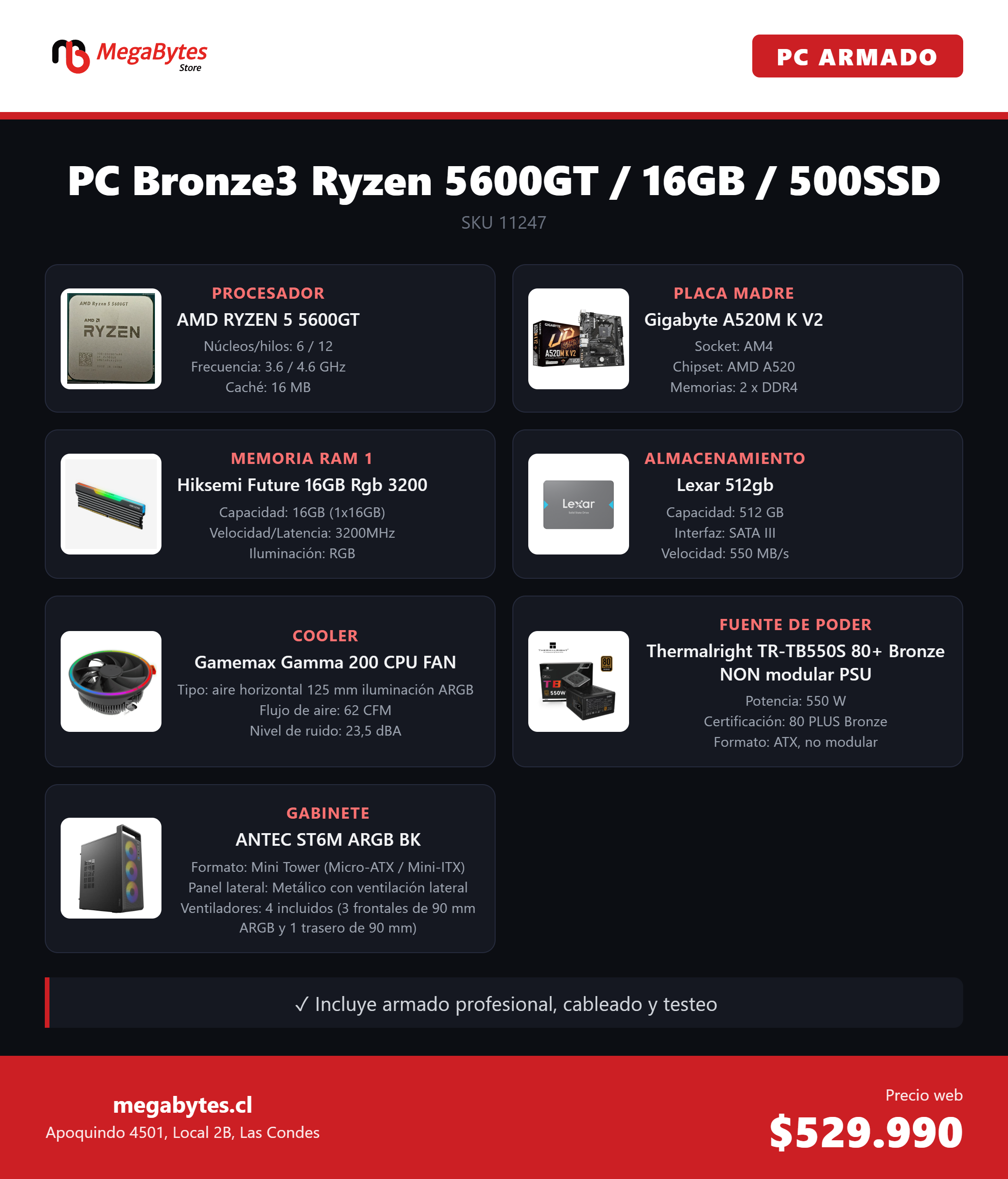 PC Bronze 3 Ryzen 5 5600GT / 16GB DDR4 / 500SSD-1