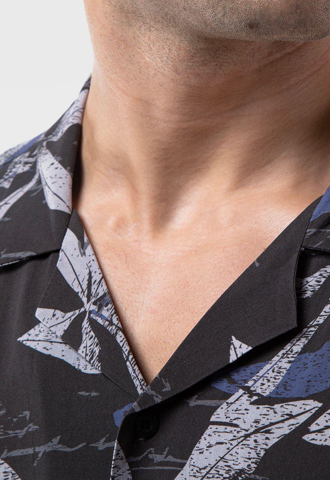 Camisa Viscosa Dark Flower Black Bubba-4