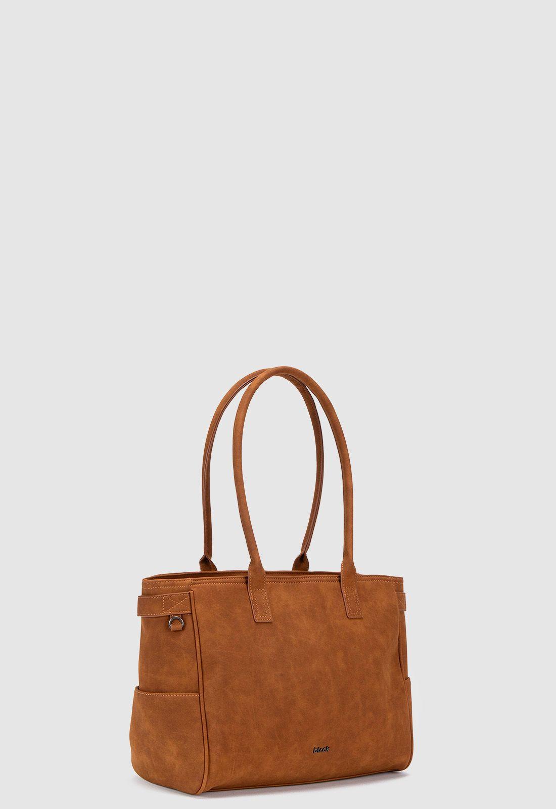 Tote Suede Camel Black Bubba-2