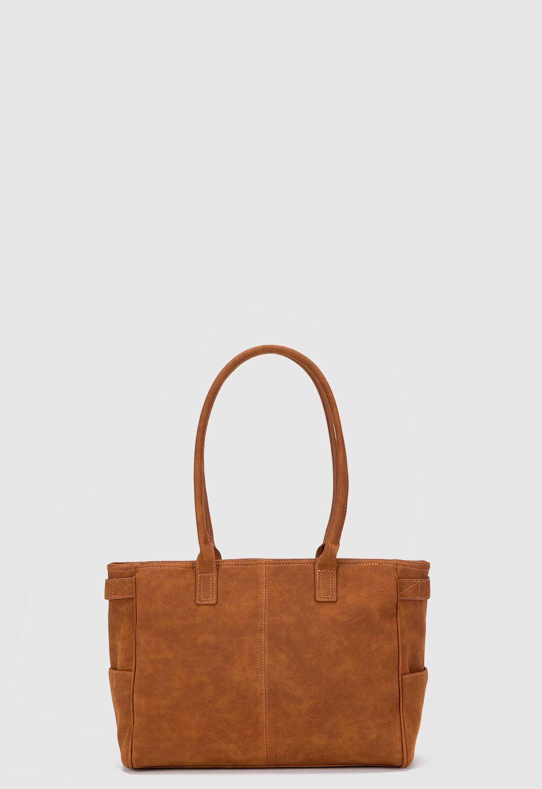 Tote Suede Camel Black Bubba-3