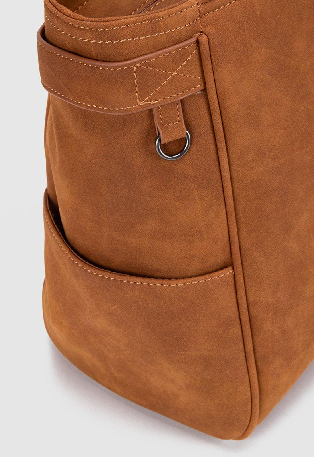 Tote Suede Camel Black Bubba-4