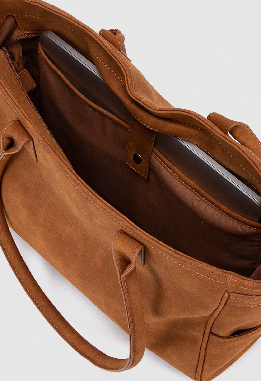 Tote Suede Camel Black Bubba-5