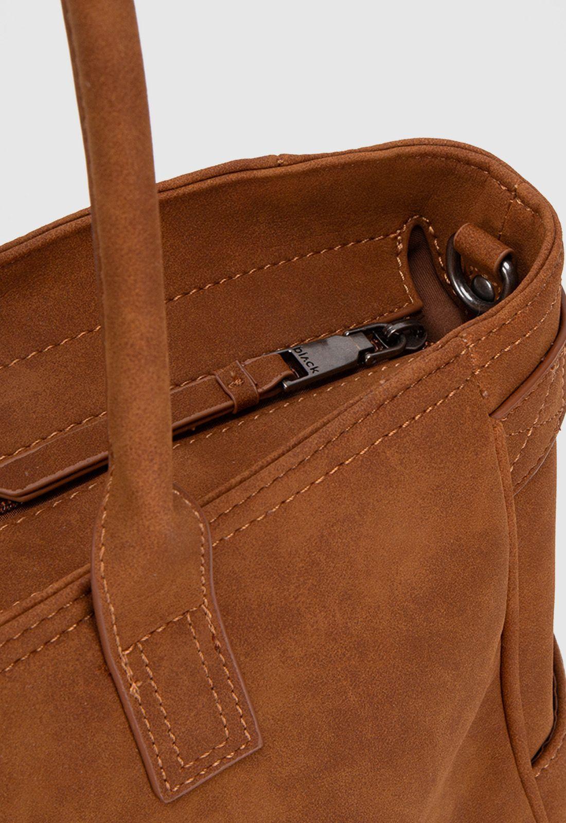 Tote Suede Camel Black Bubba-6