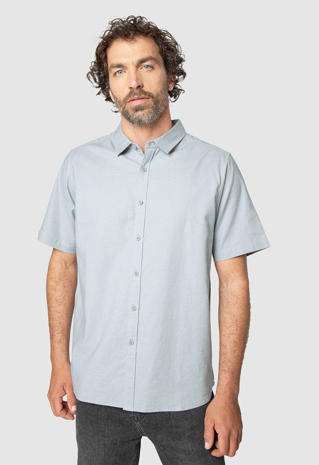 Shirt Linen Blended Light Grey Black Bubba-0