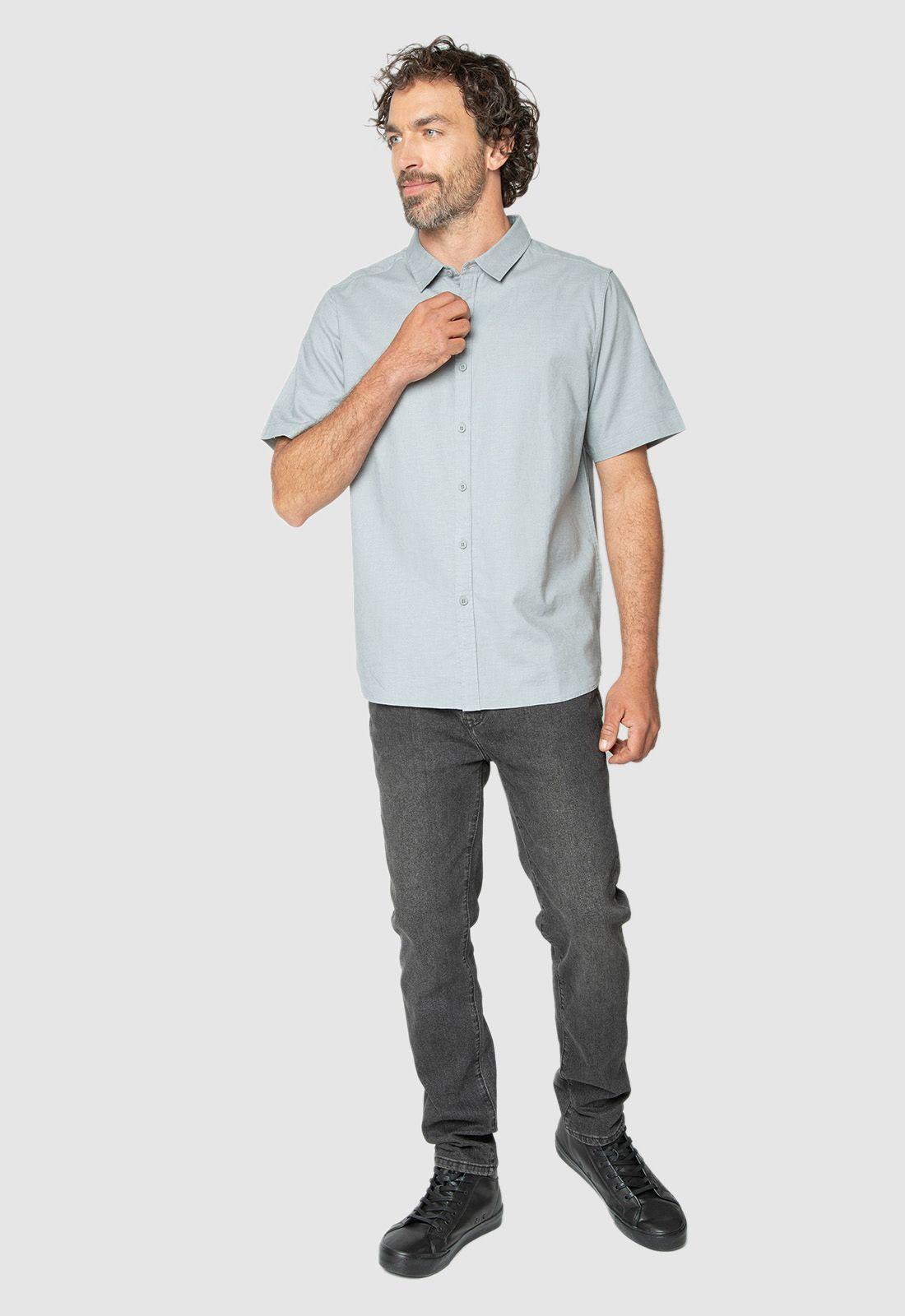 Shirt Linen Blended Light Grey Black Bubba-2