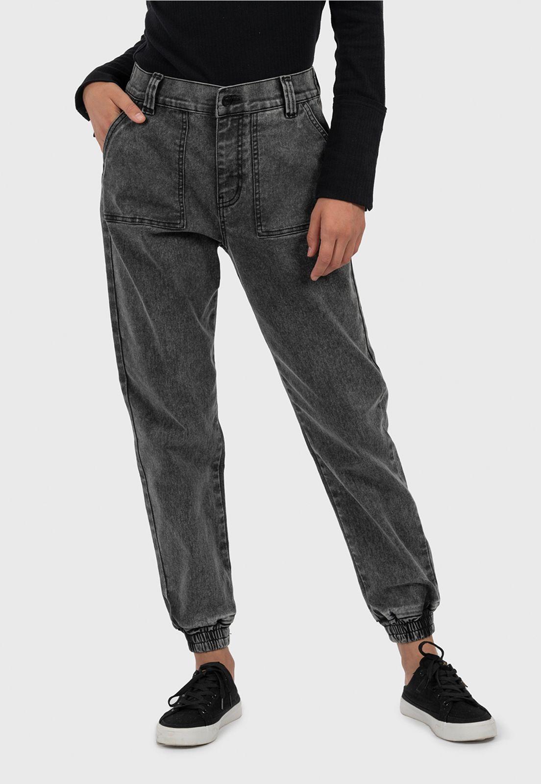Women Wash Jeans Jogger Black Bubba-0