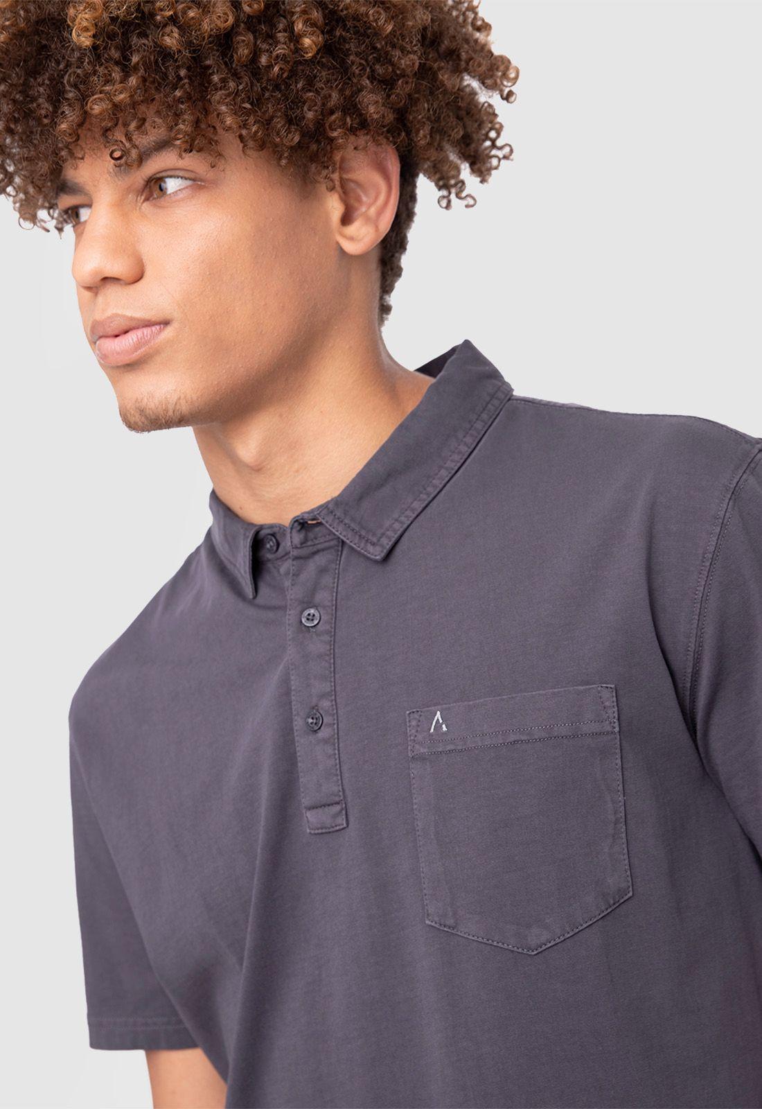 Polo Tee Organic Cotton Dark Grey  Black Bubba-2