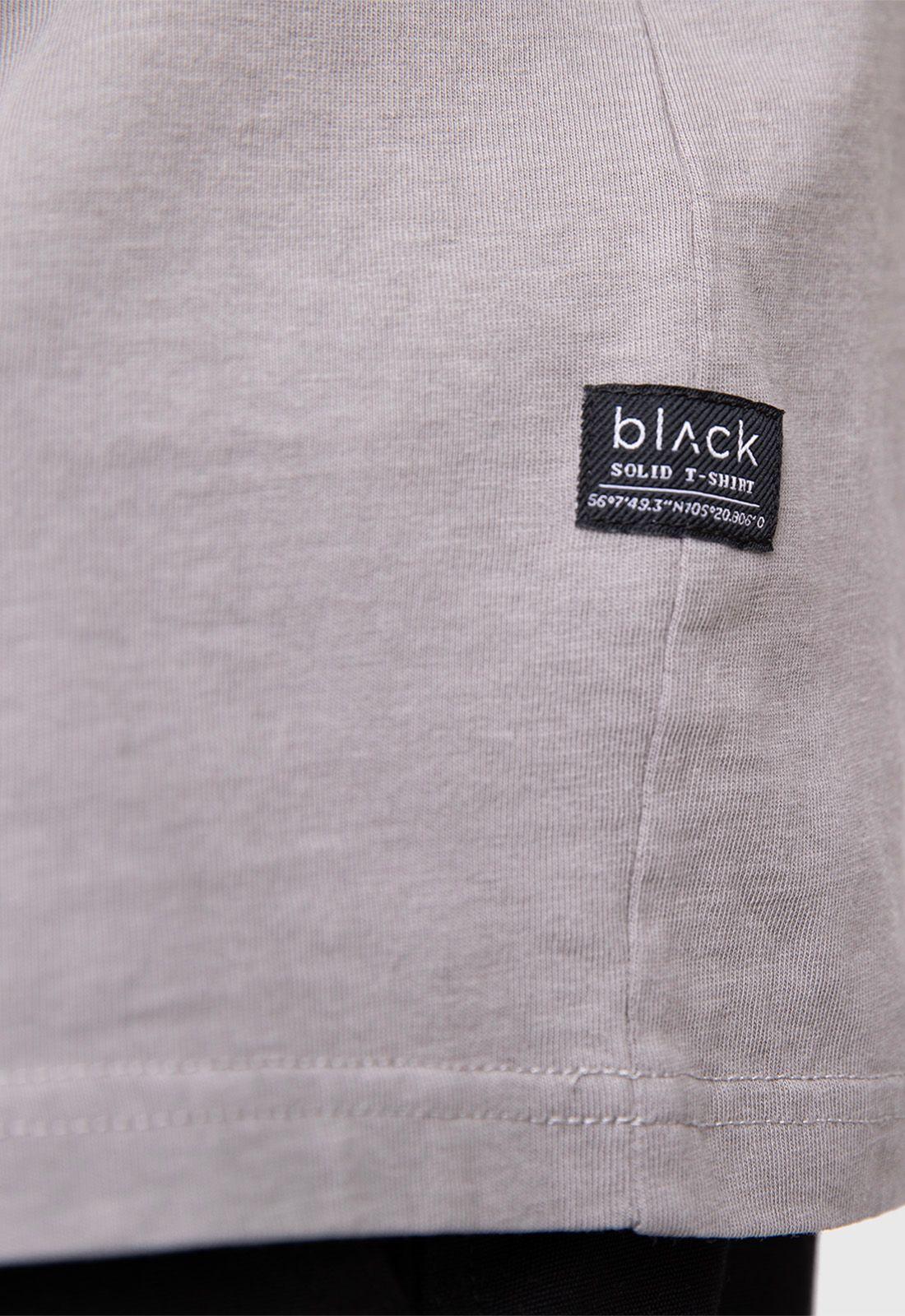Organic Cotton  Tee  Solid Light Grey  Black Bubba-3
