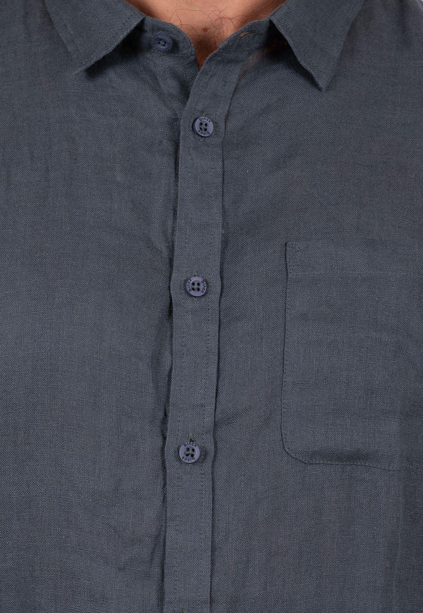 Linen Shirt Stone Grey Black Bubba-3