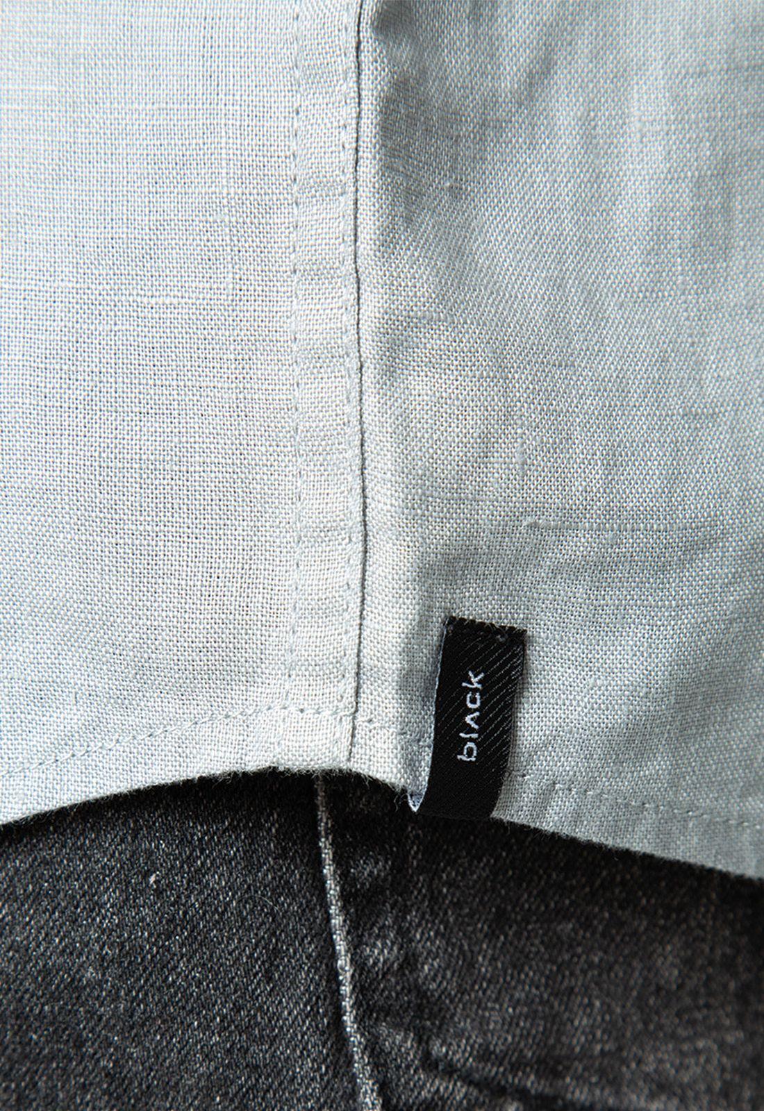 Long Shirt Linen Light Grey Black Bubba-4