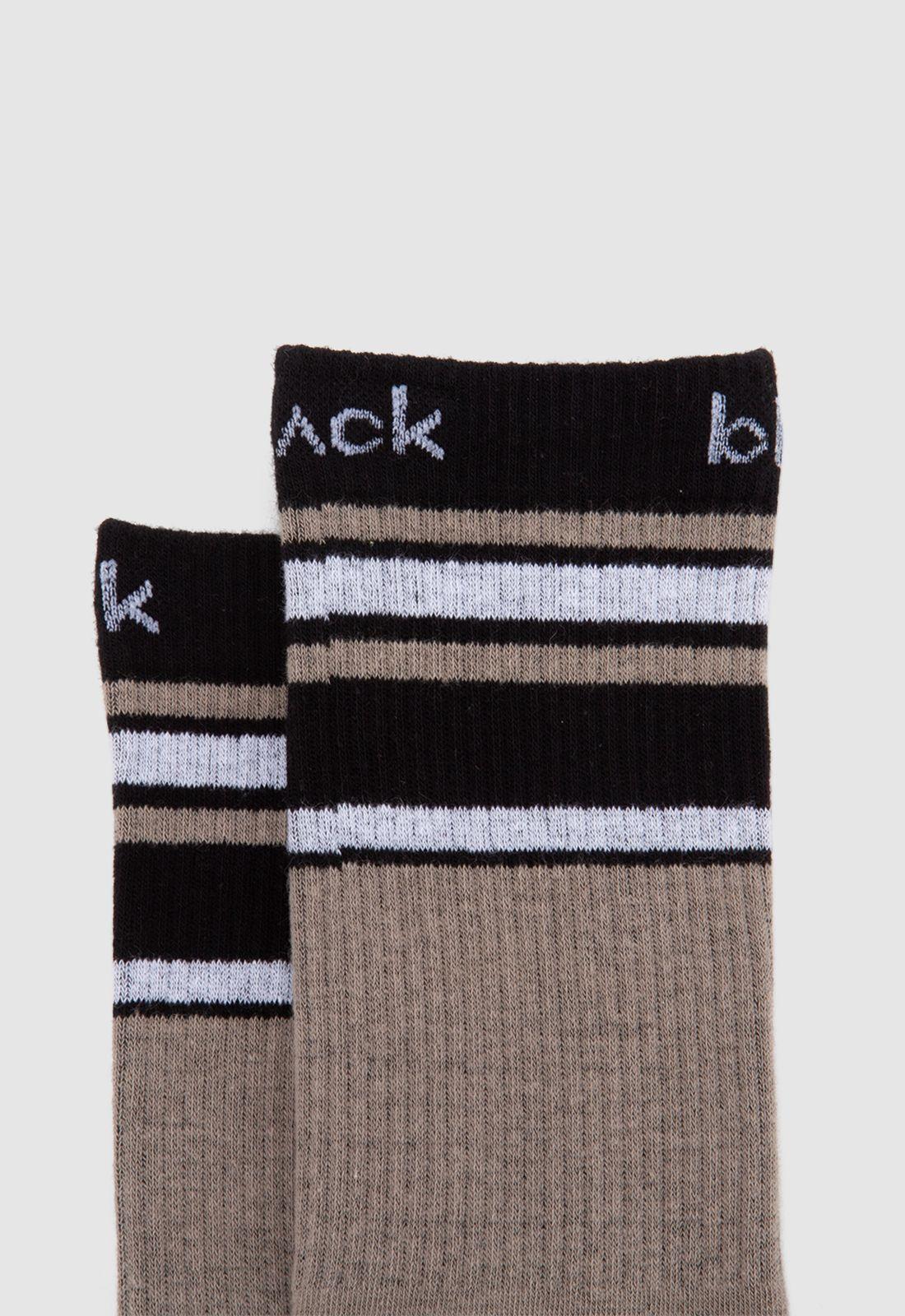 Calcetin Beige Lineas Black Bubba-2