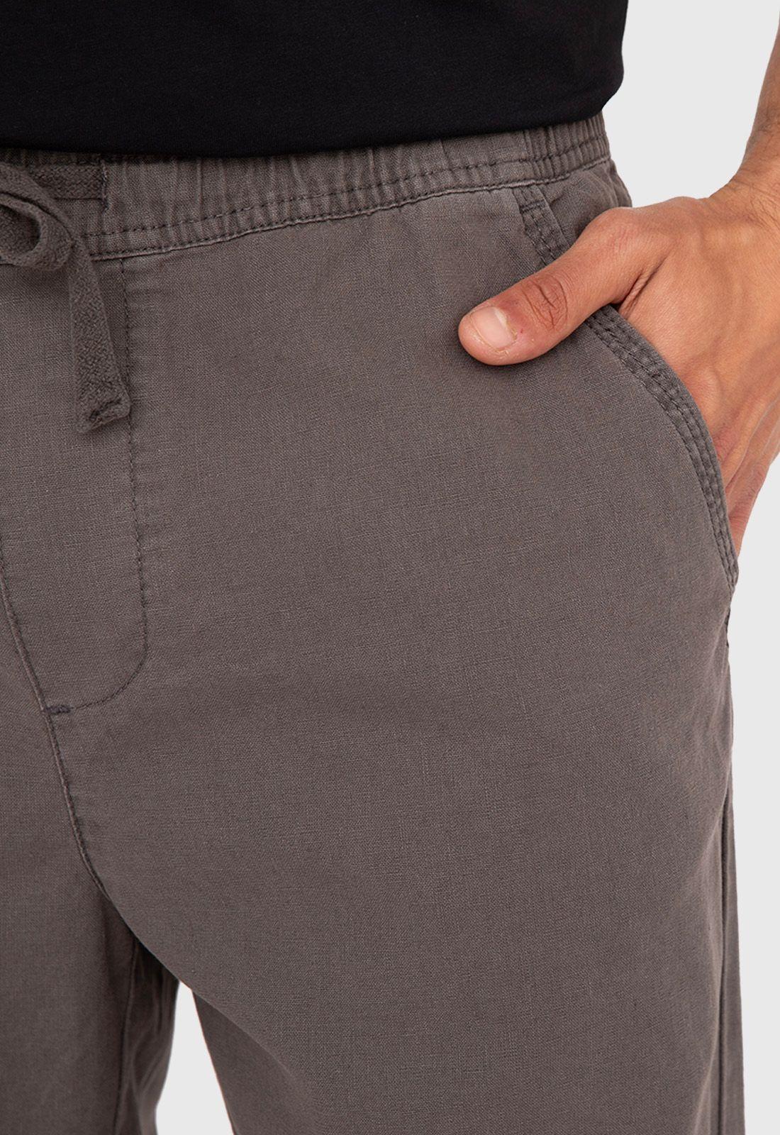 Short Lino Cotton Grey Black Bubba-3