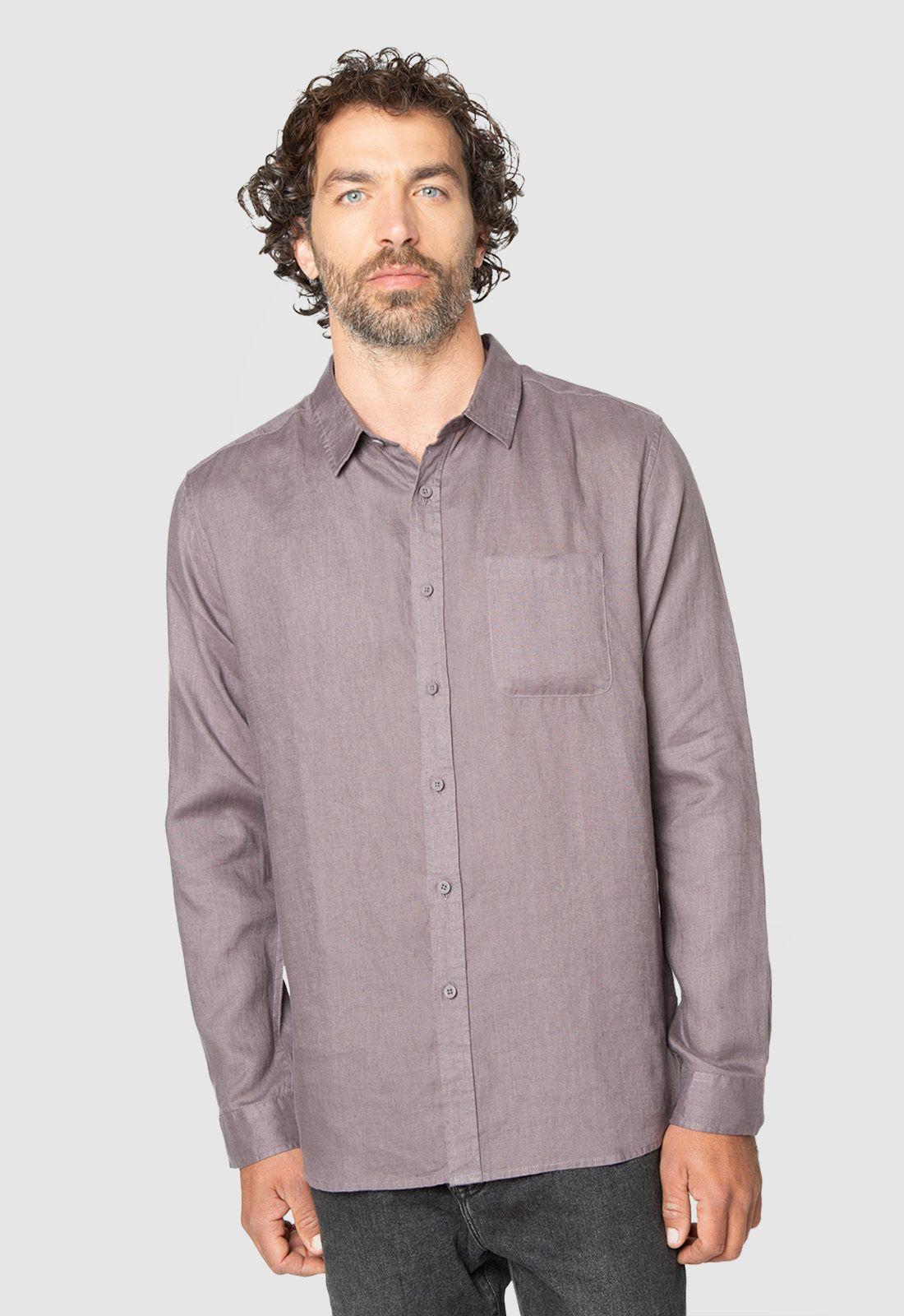 Long Shirt Linen Light Fig Black Bubba-0