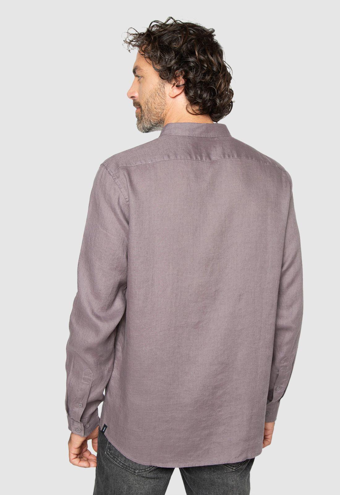 Long Shirt Linen Light Fig Black Bubba-1