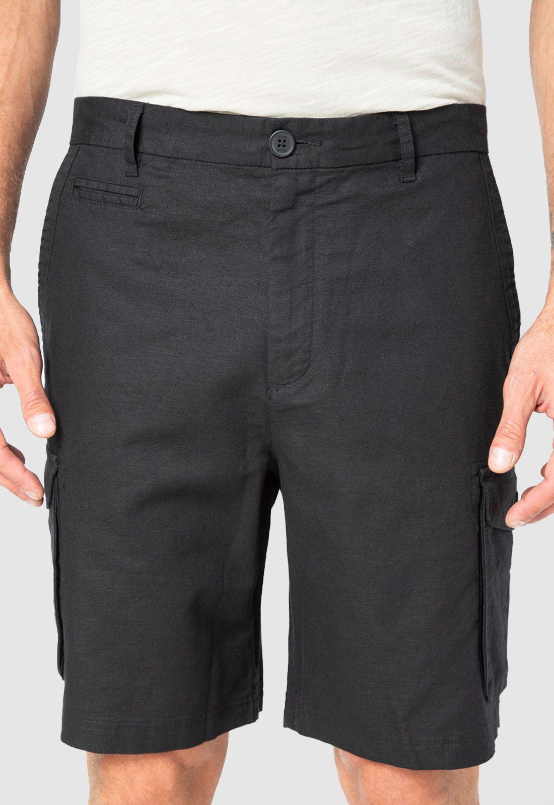 Short Cargo Lino Black Black Bubba-0