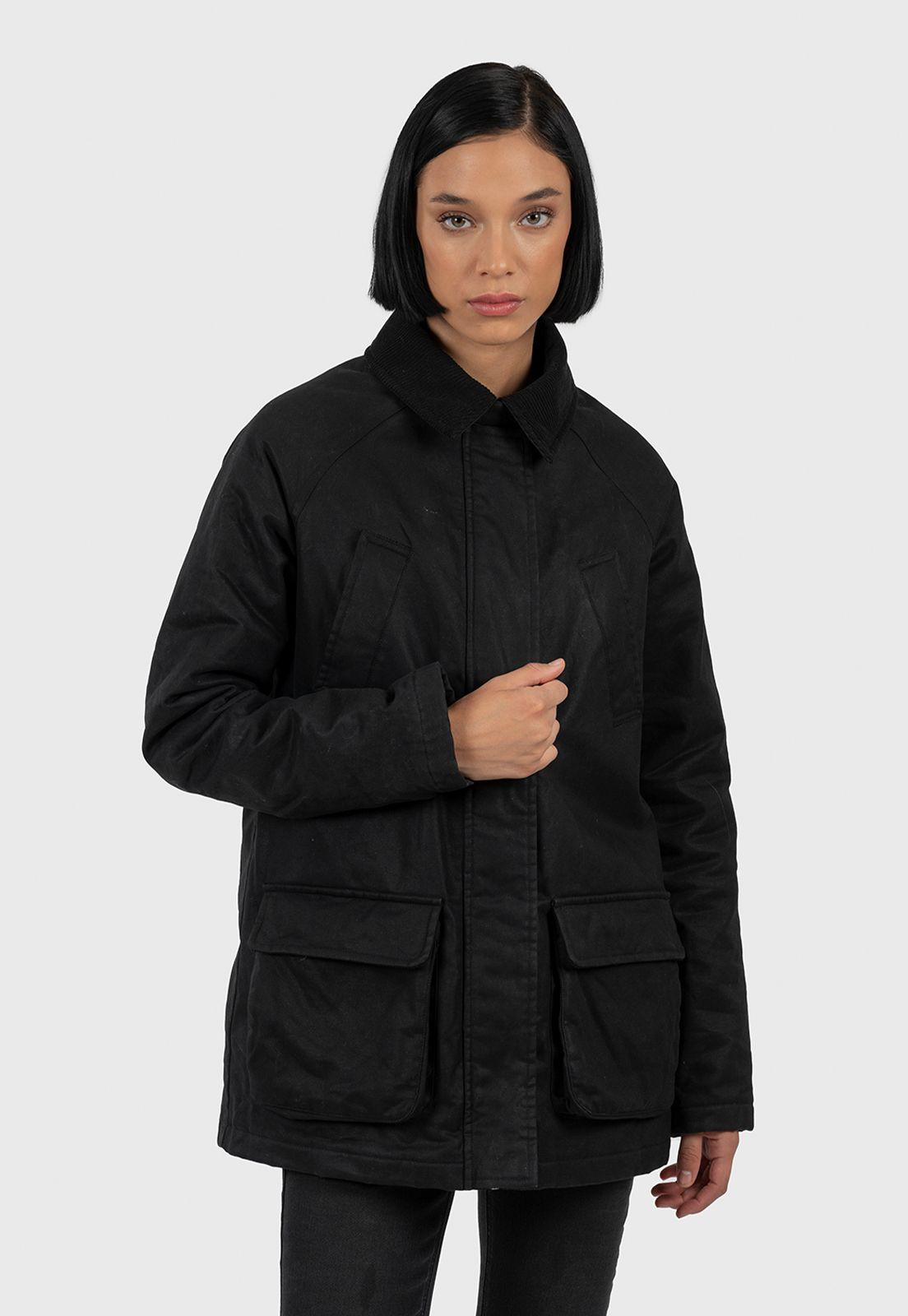 Women Waxed Jacket Black Bubba-1