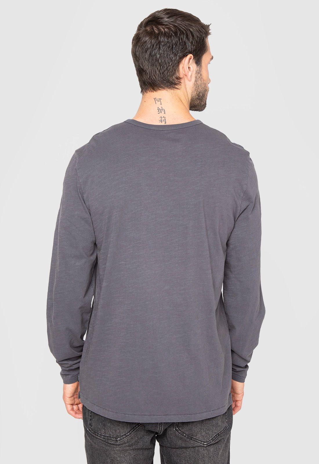 Polera Manga Larga Henley Gris Oscuro Black Bubba-1