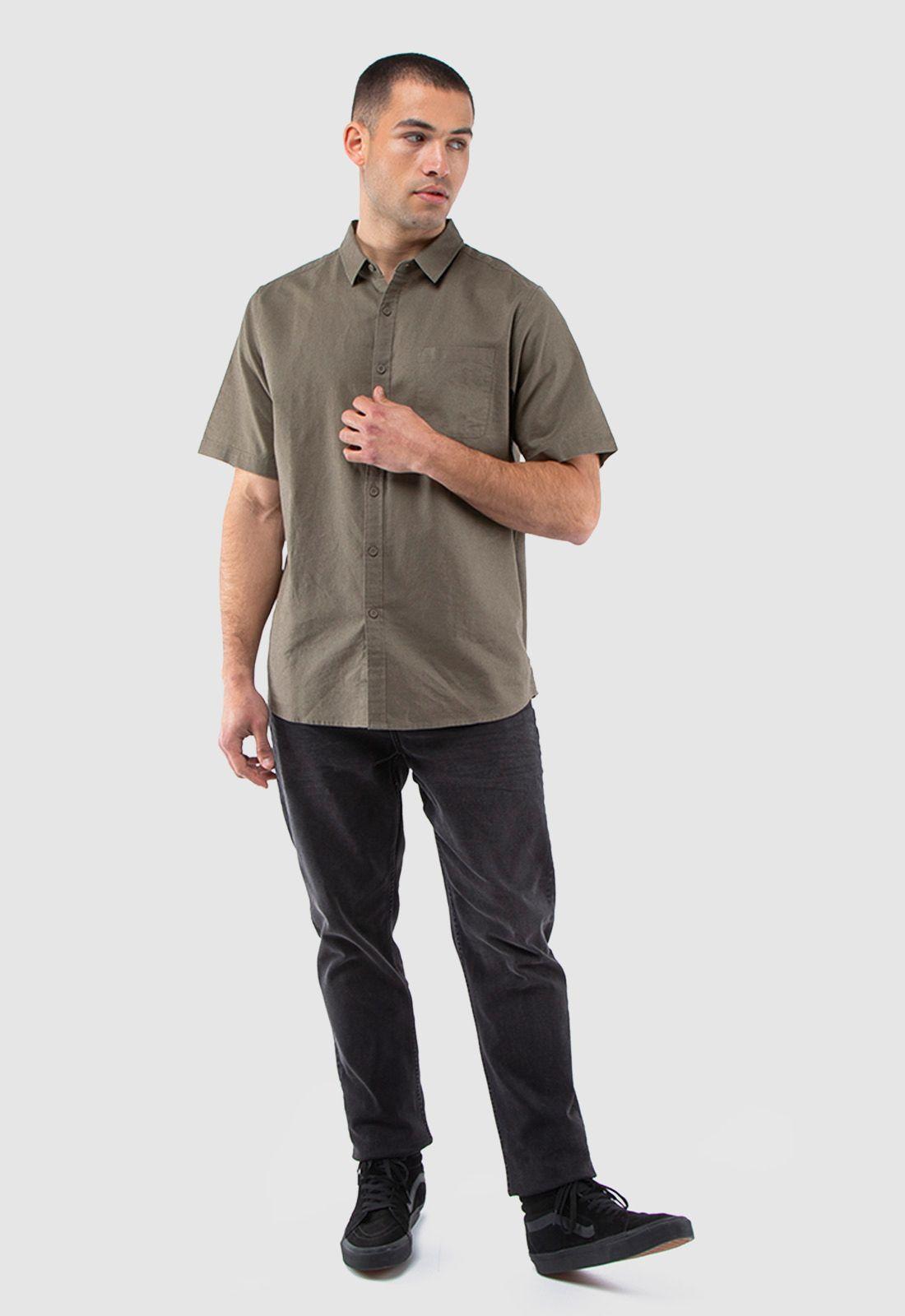 Camisa Manga Corta Lino Gris Marengo Black Bubba-0