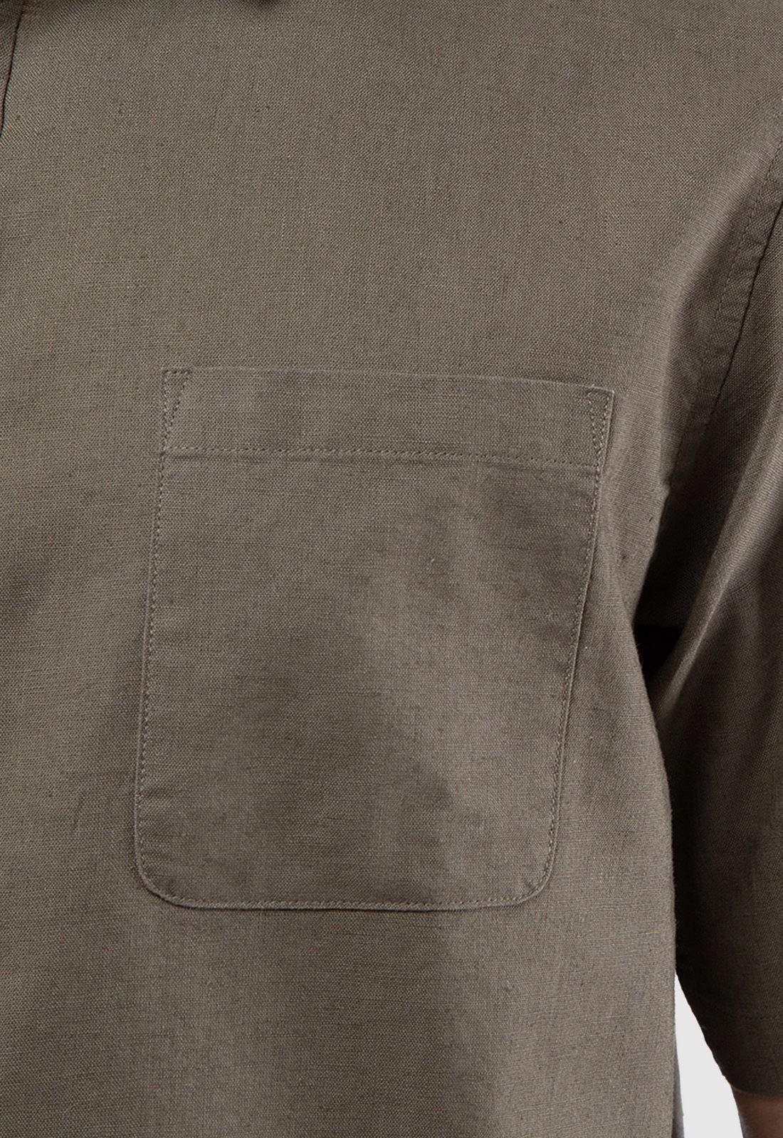 Camisa Manga Corta Lino Gris Marengo Black Bubba-3