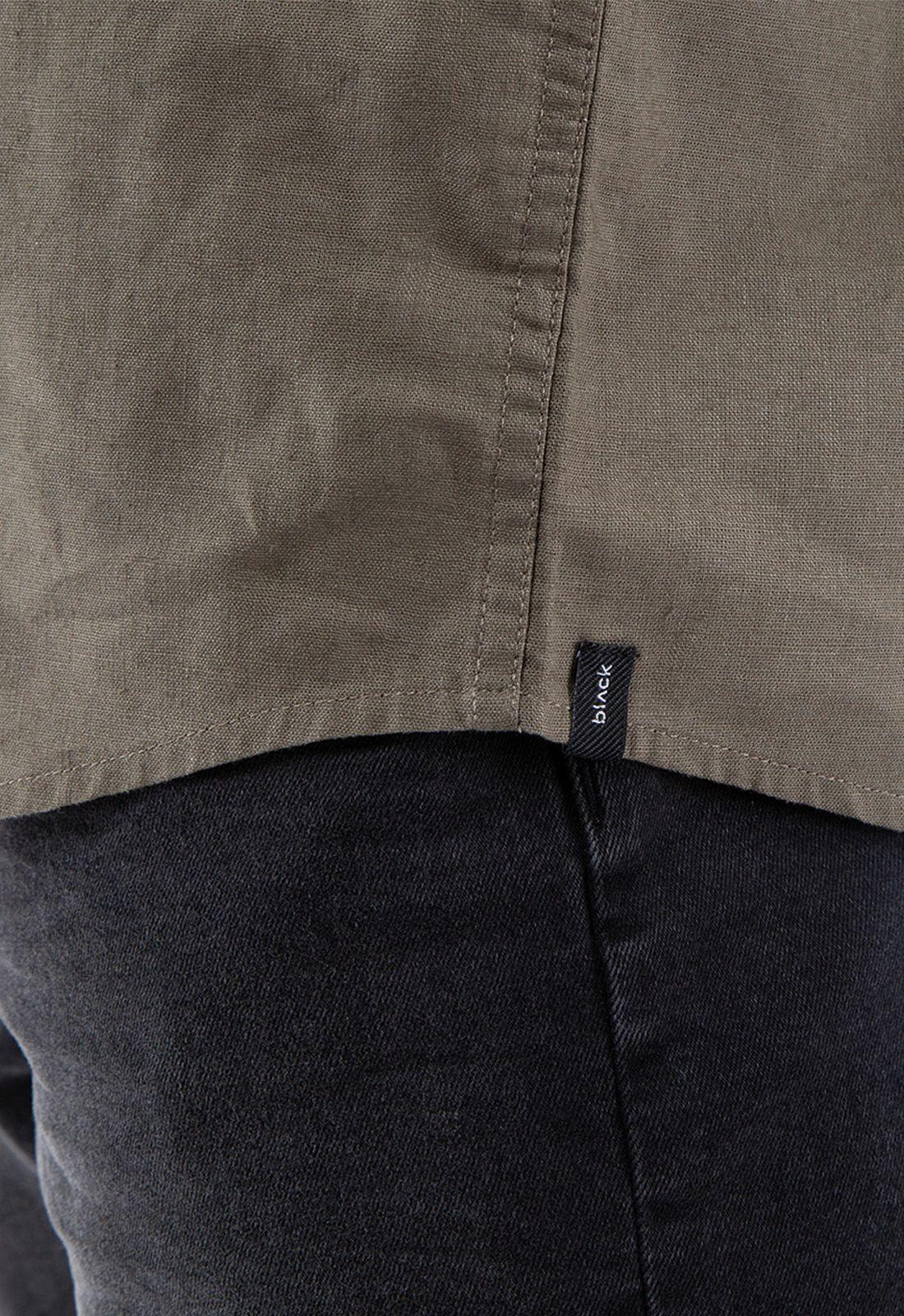 Camisa Manga Corta Lino Gris Marengo Black Bubba-5