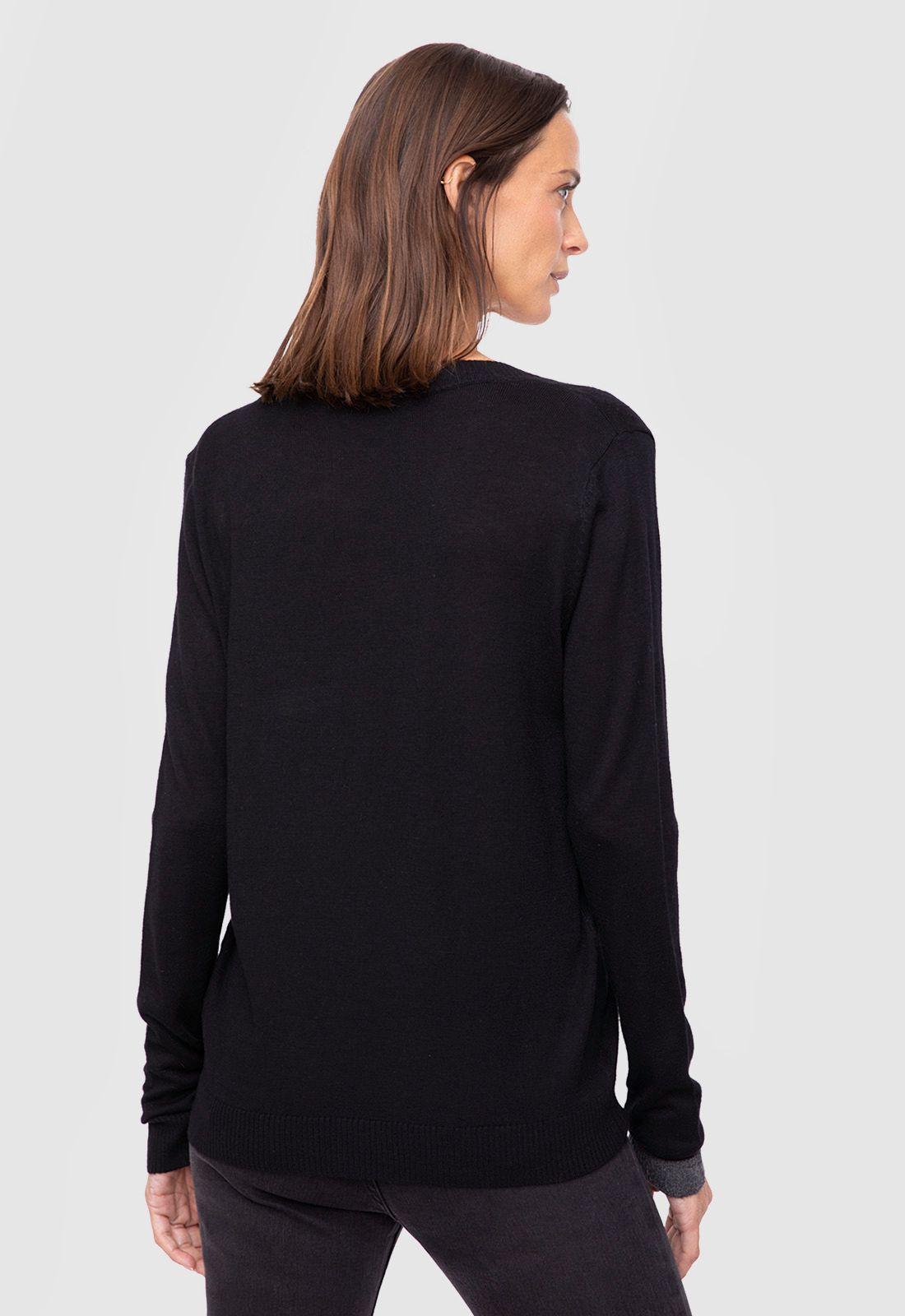 Women Sweater Solid Line Black  Black Bubba-1