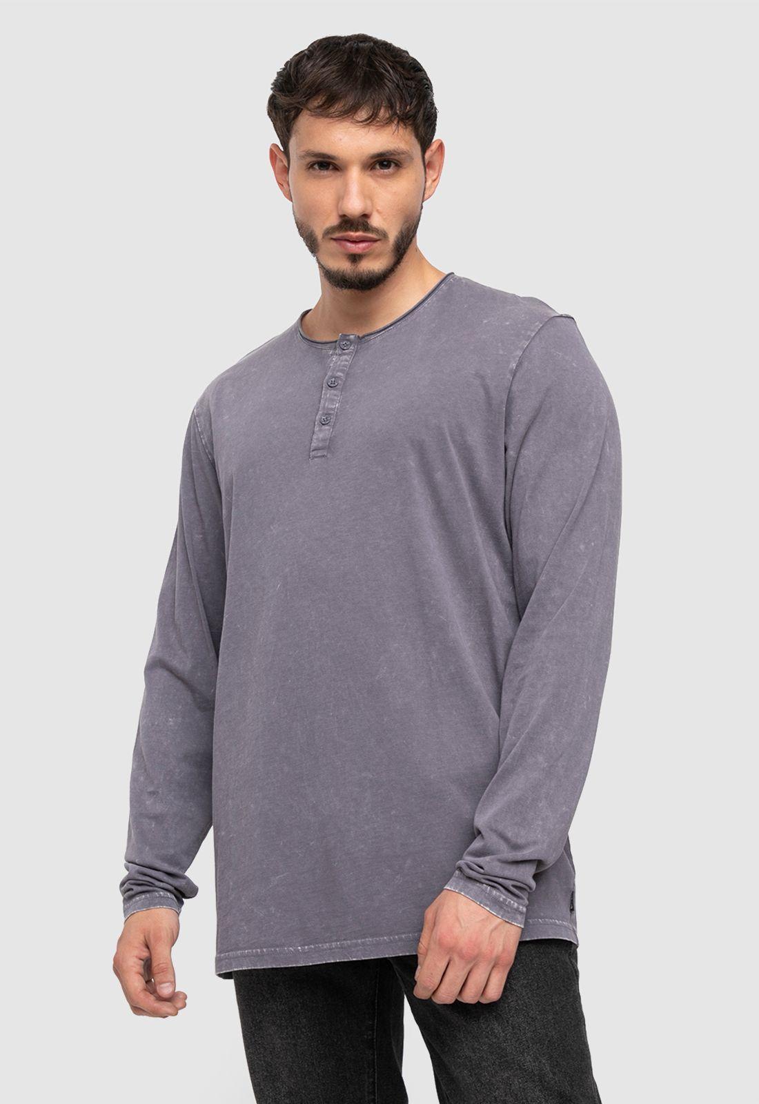 Henley Tee Iron Grey  Black Bubba-0