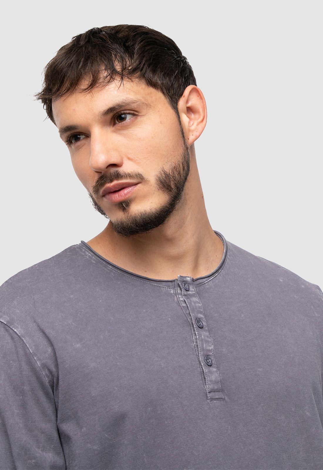 Henley Tee Iron Grey  Black Bubba-2