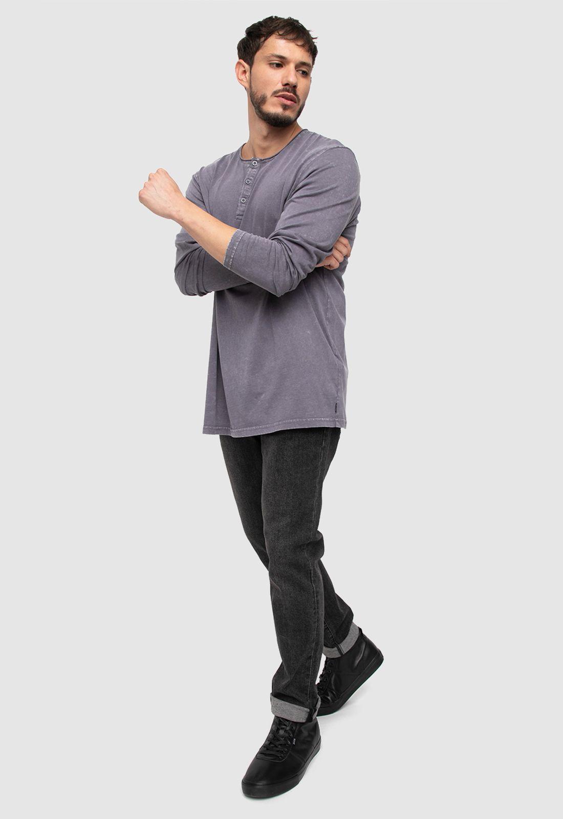 Henley Tee Iron Grey  Black Bubba-4