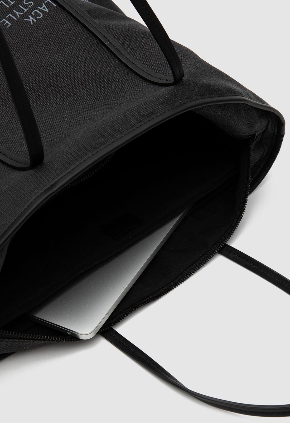 Tote Waxed Canvas Black Black Bubba-7