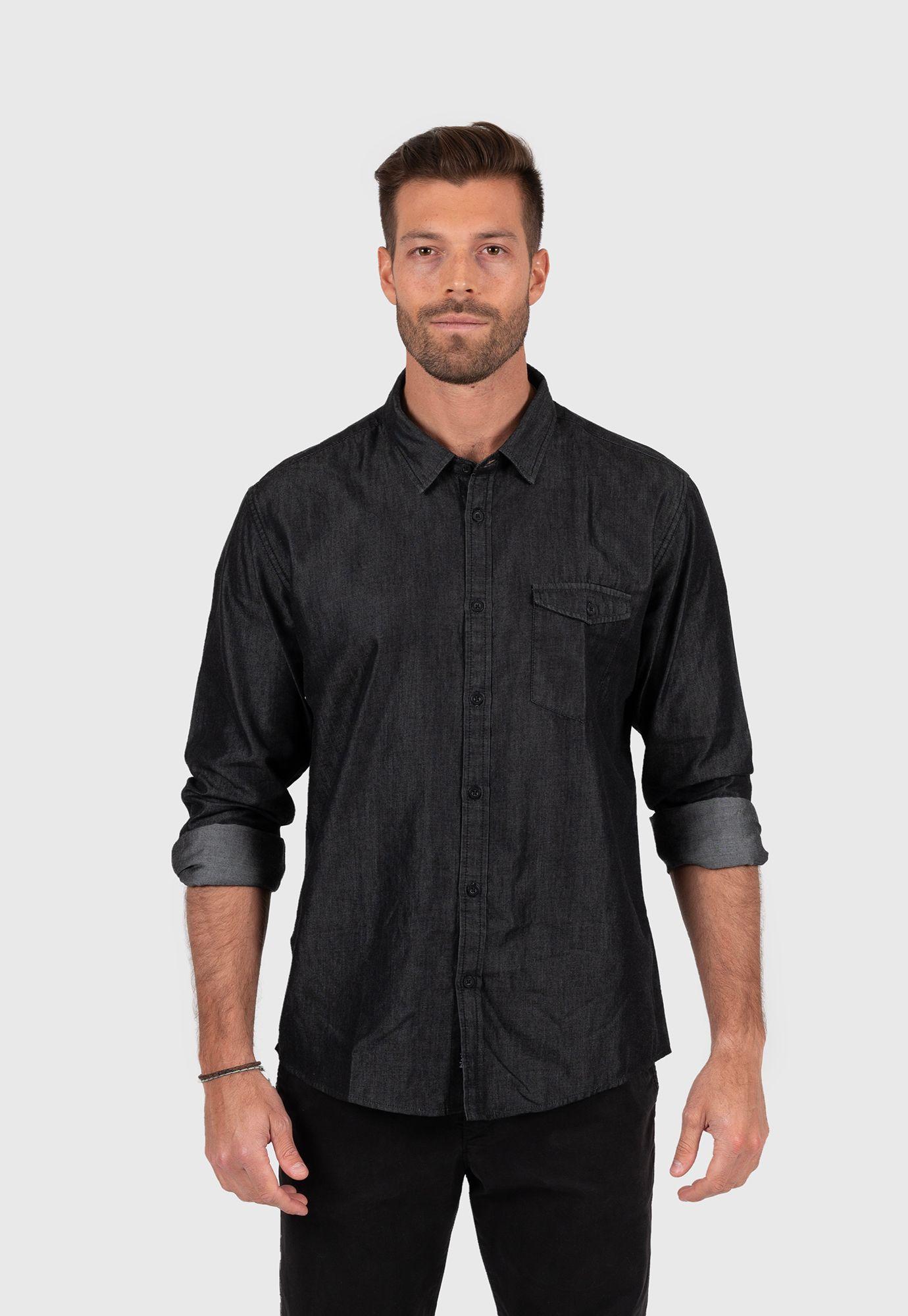 Raw Denim Tencel Shirt Black  Black Bubba-0