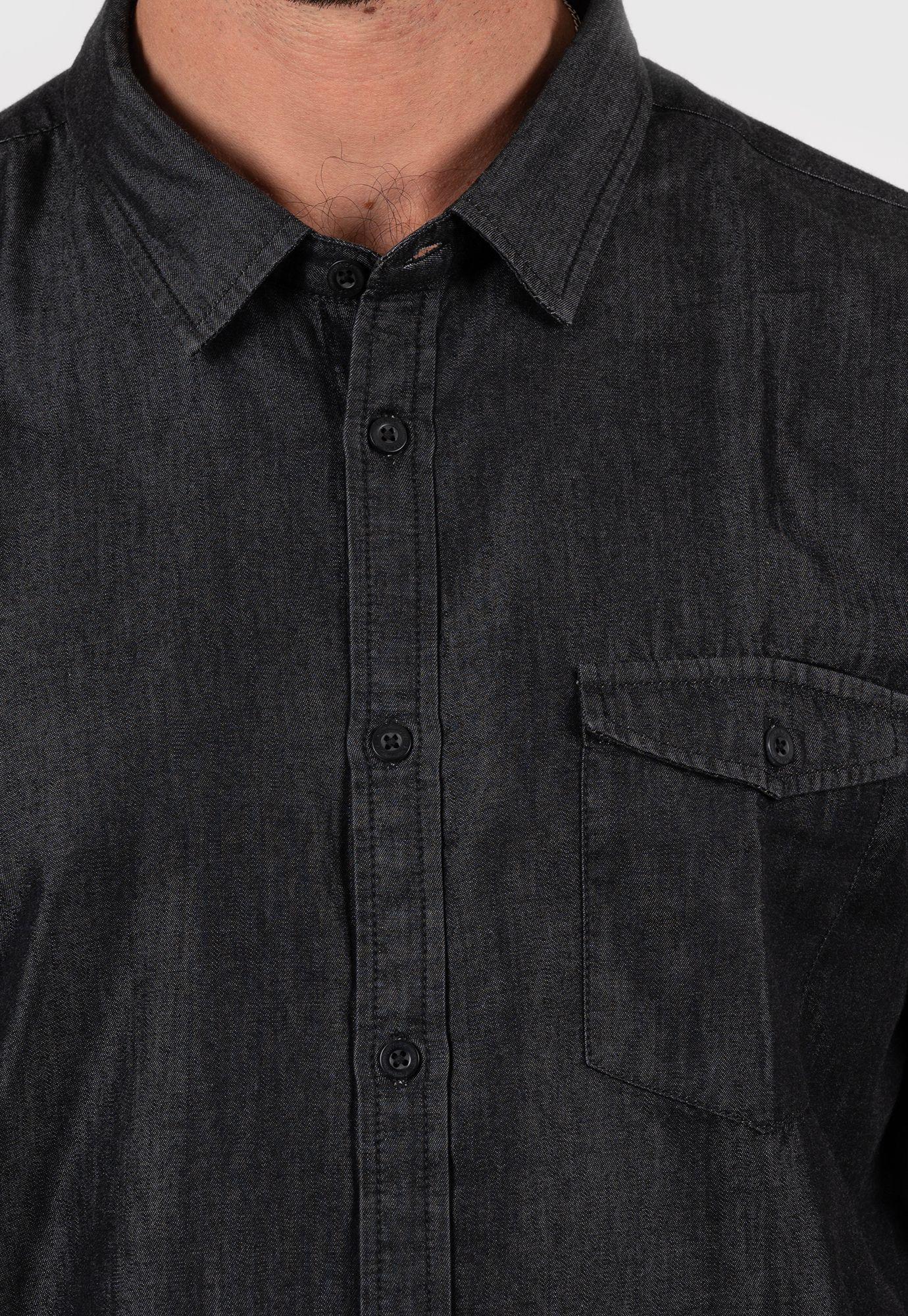 Raw Denim Tencel Shirt Black  Black Bubba-2