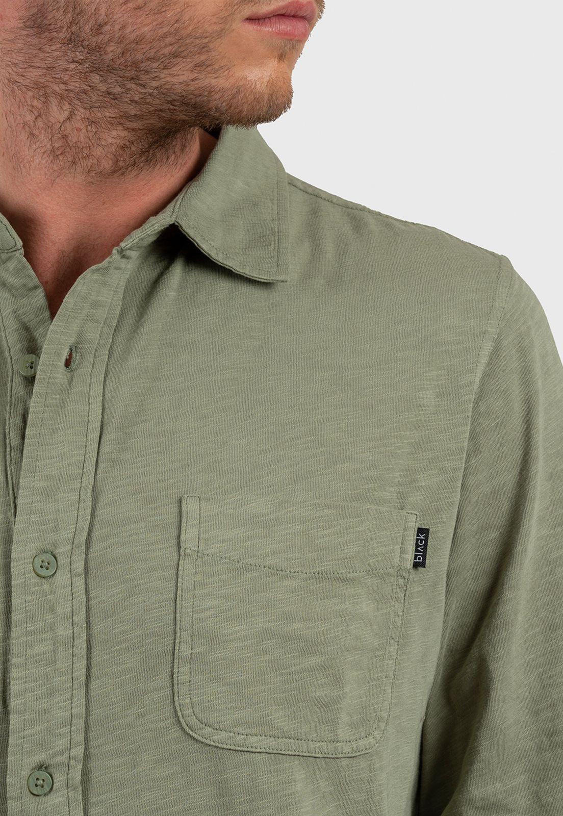 Long Sleeve Cotton Shirt Militar Black Bubba-2