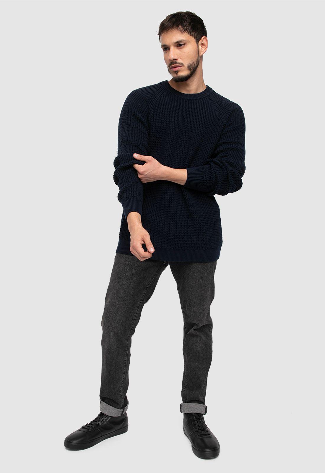 Sweater Knitted Navy Blue  Black Bubba-4