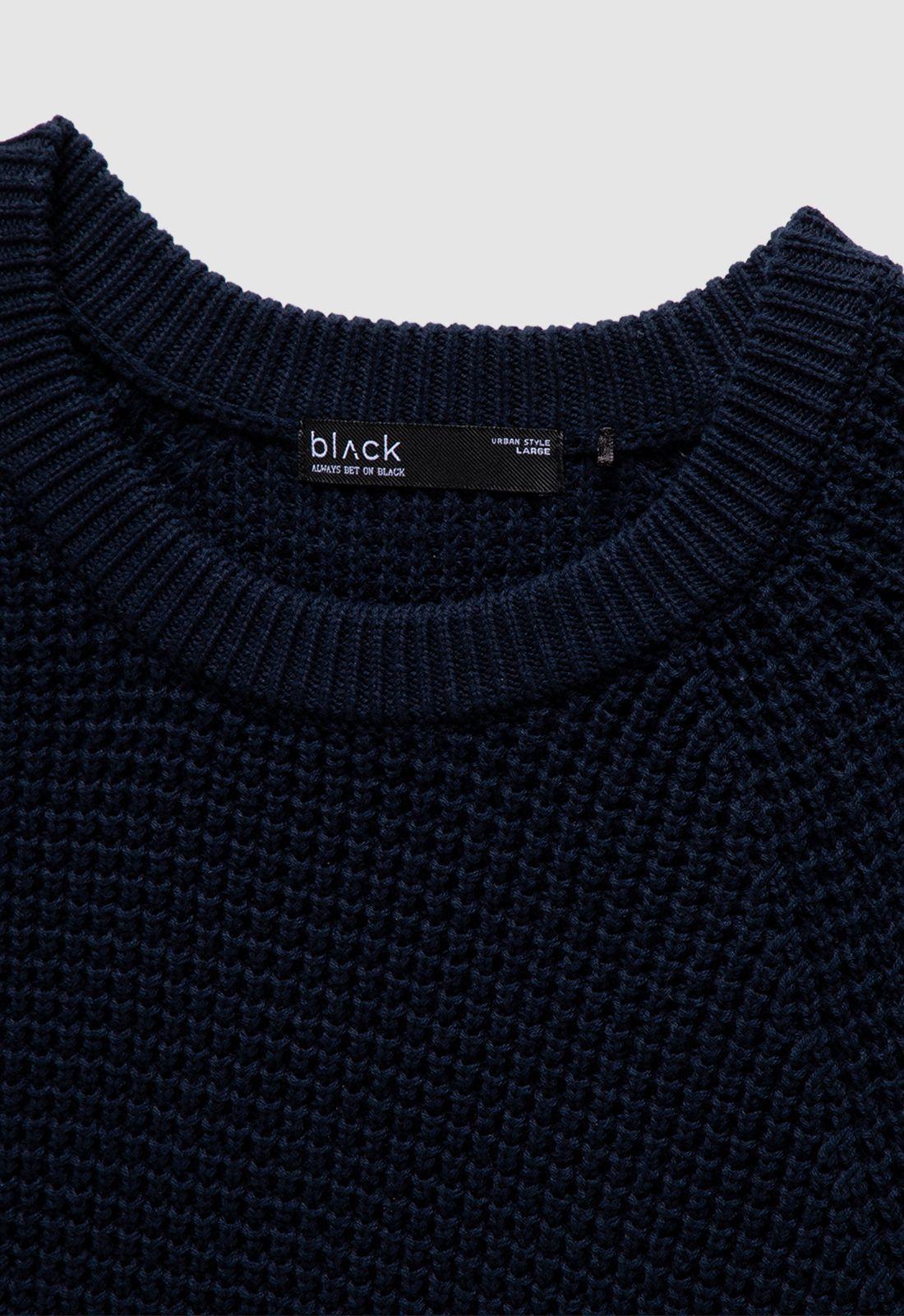Sweater Knitted Navy Blue  Black Bubba-7