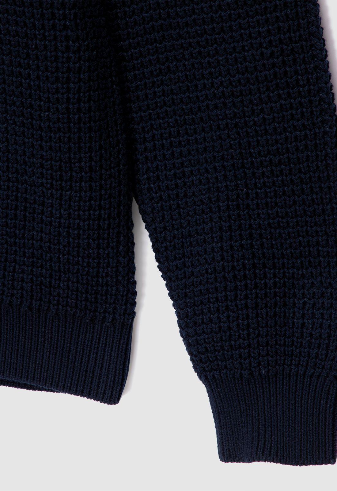 Sweater Knitted Navy Blue  Black Bubba-8