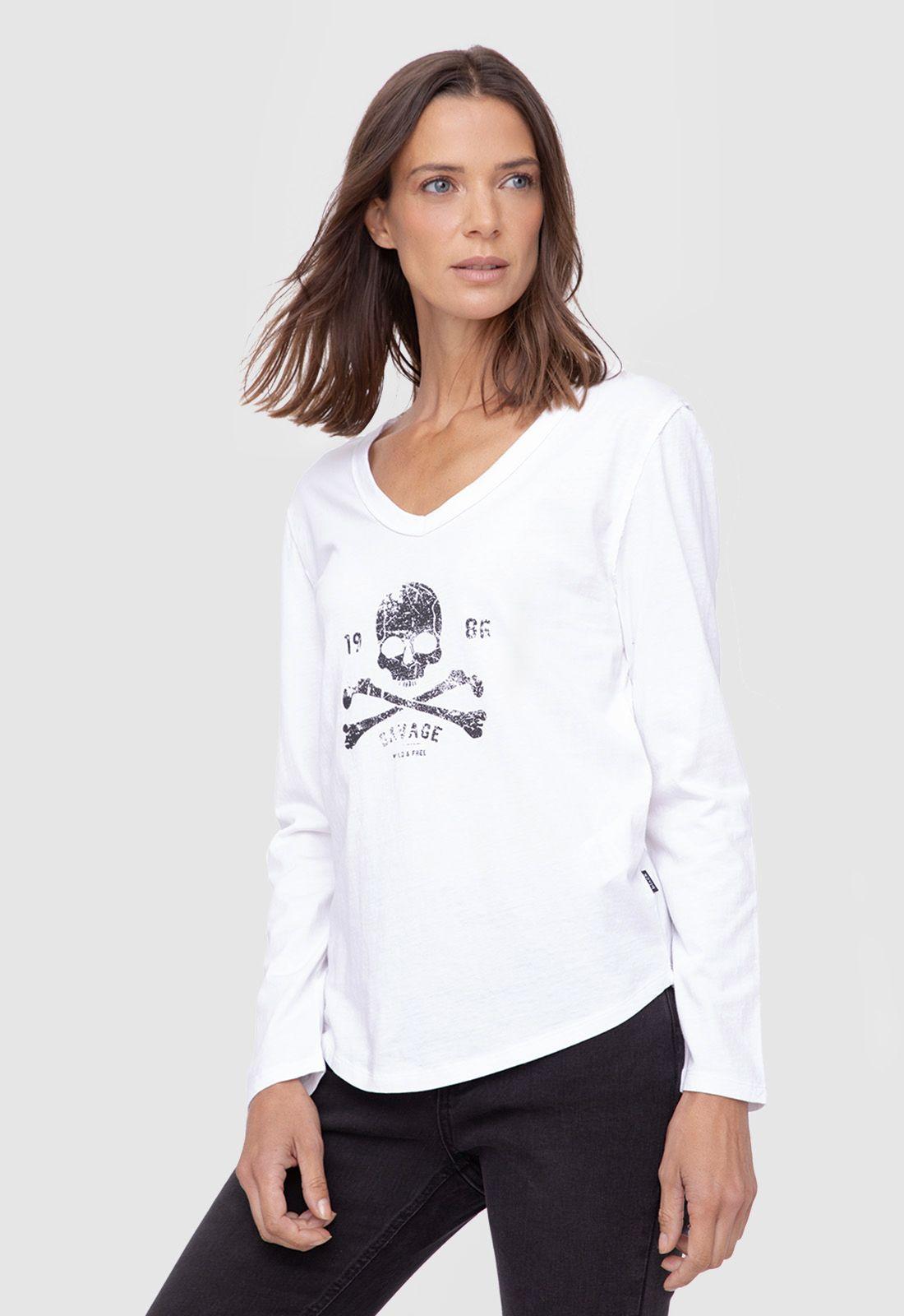 Women Long Tshirt White  Black Bubba-0