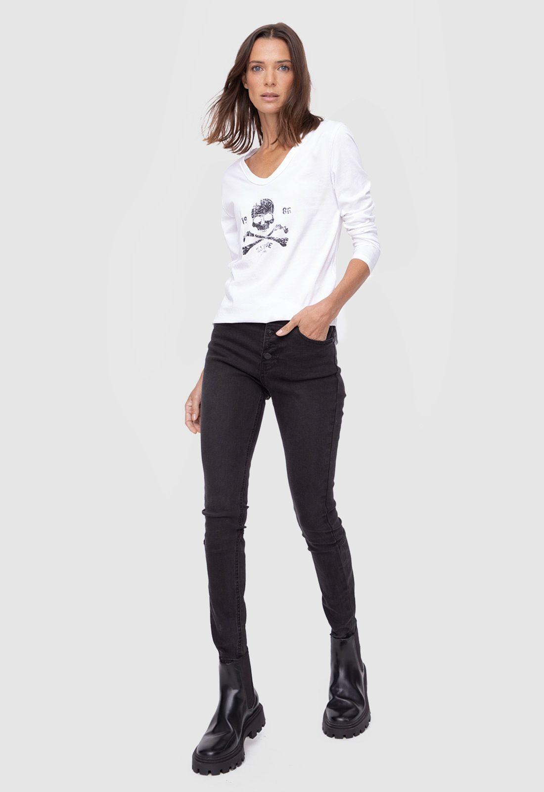 Women Long Tshirt White  Black Bubba-4