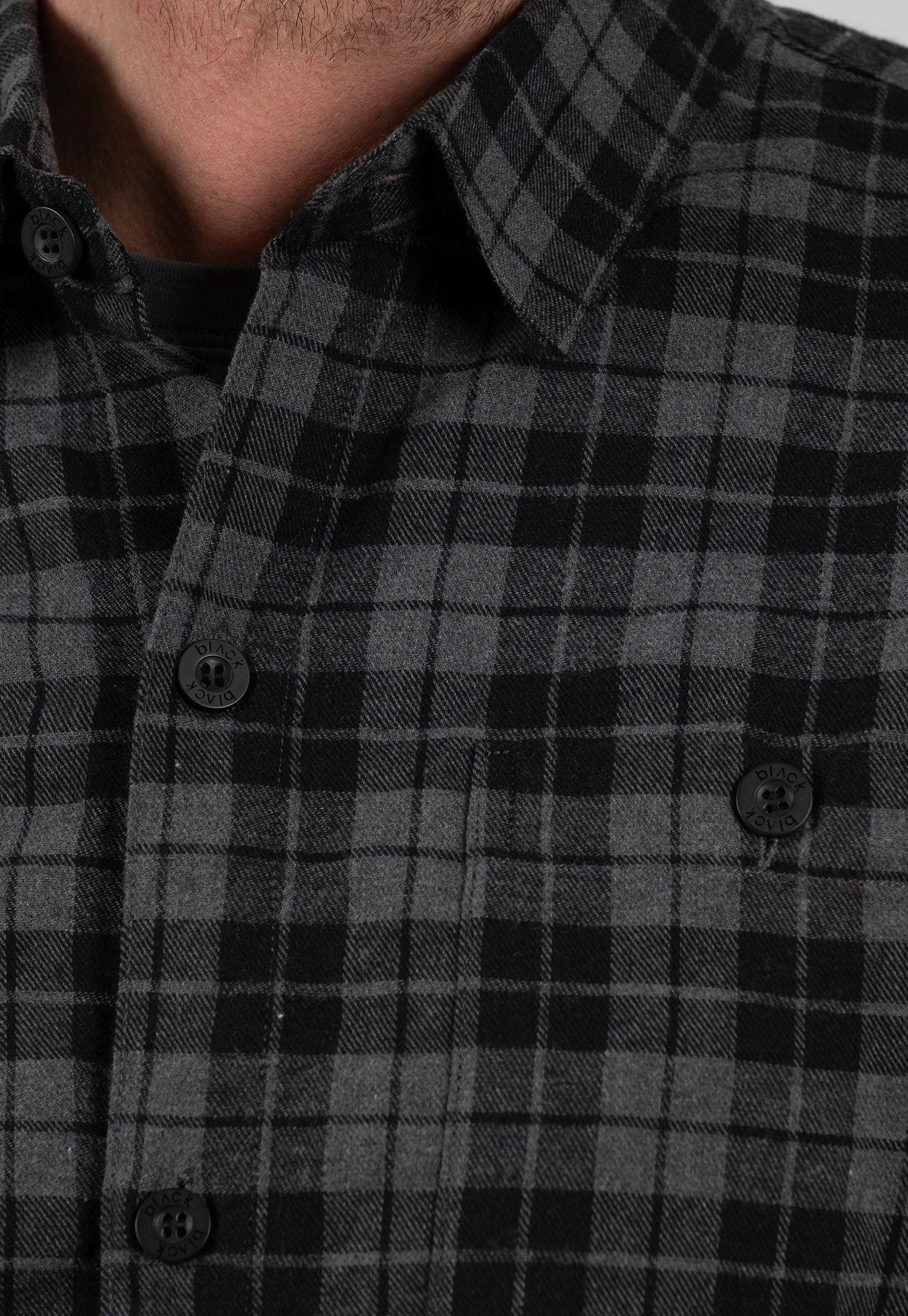 Long Sleeve Flannel Shirt Black Bubba-1