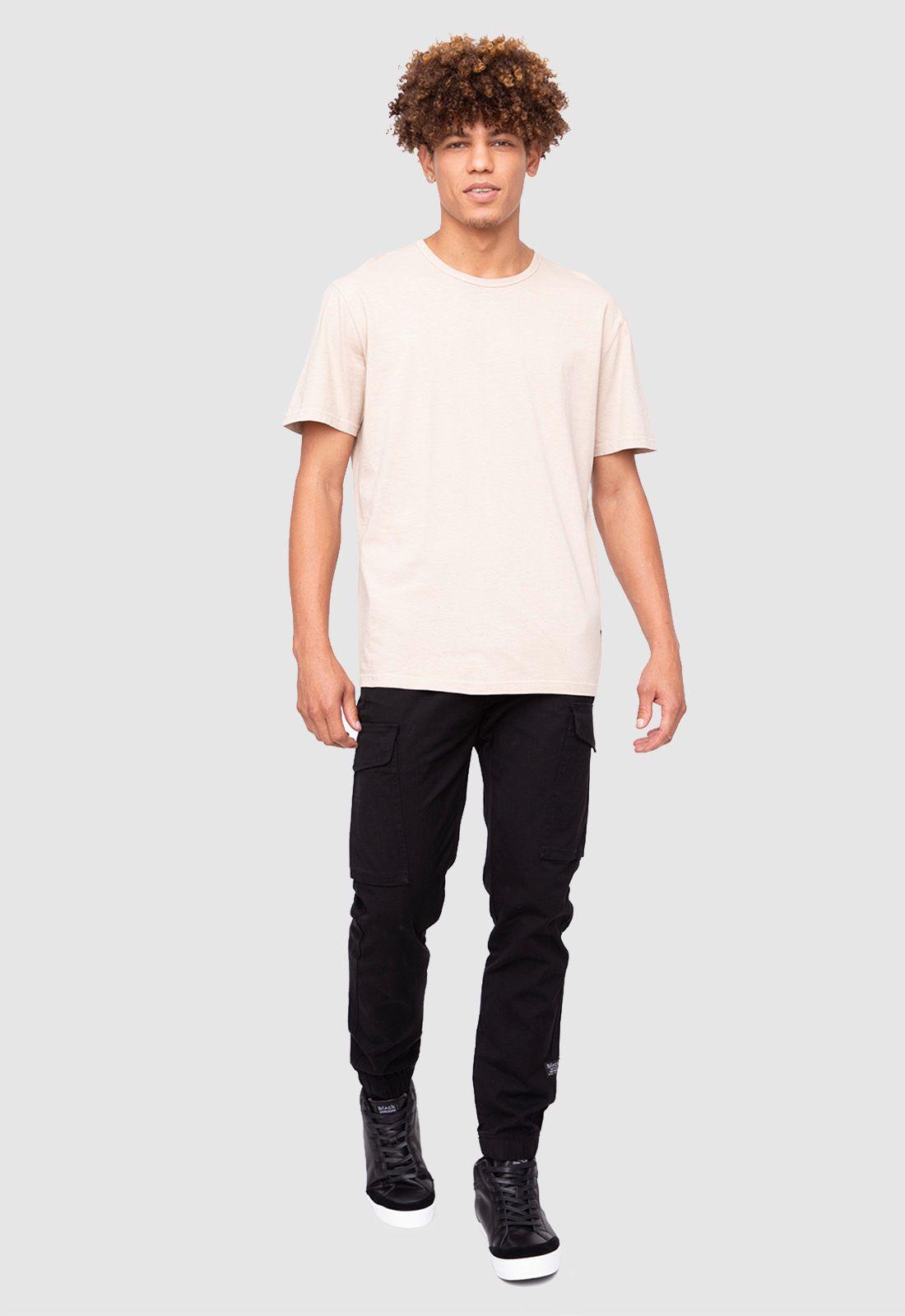 Organic Cotton  Tee  Solid Beige  Black Bubba-5