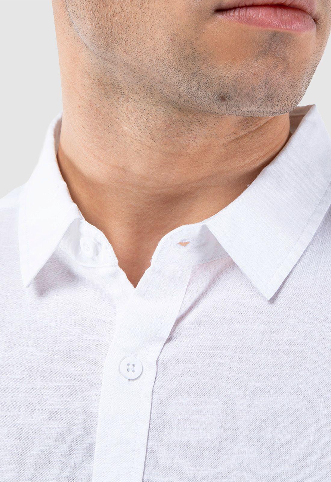 Camisa Manga Corta Lino Blanca Black Bubba-4