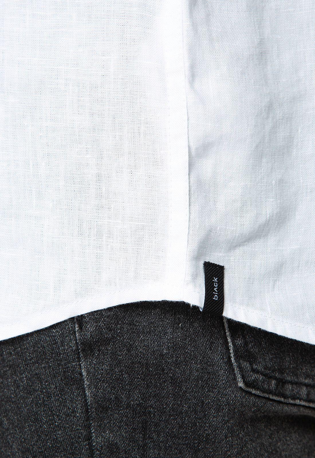 Long Shirt Linen White Black Bubba-4