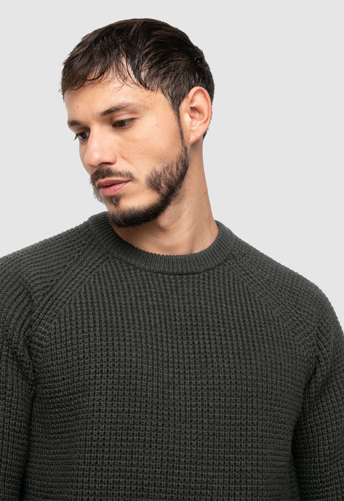 Sweater Knitted Dark Green Black Bubba-2