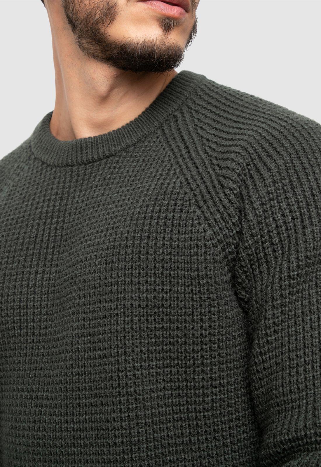 Sweater Knitted Dark Green Black Bubba-3