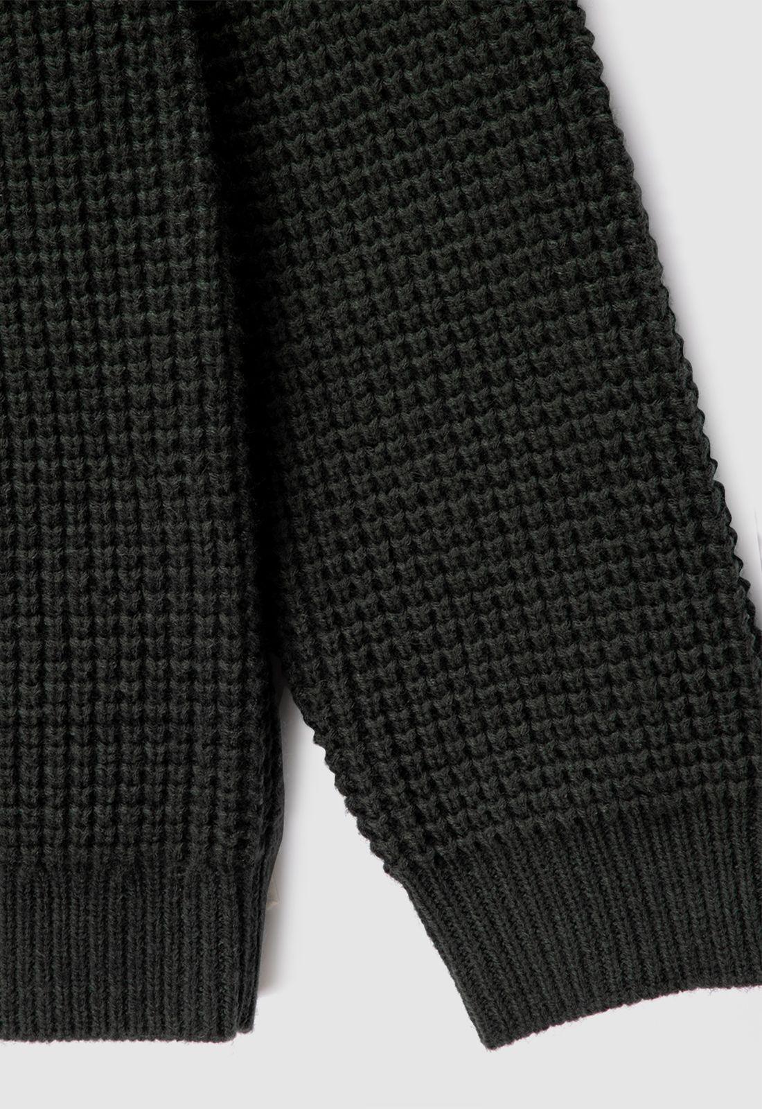 Sweater Knitted Dark Green Black Bubba-8