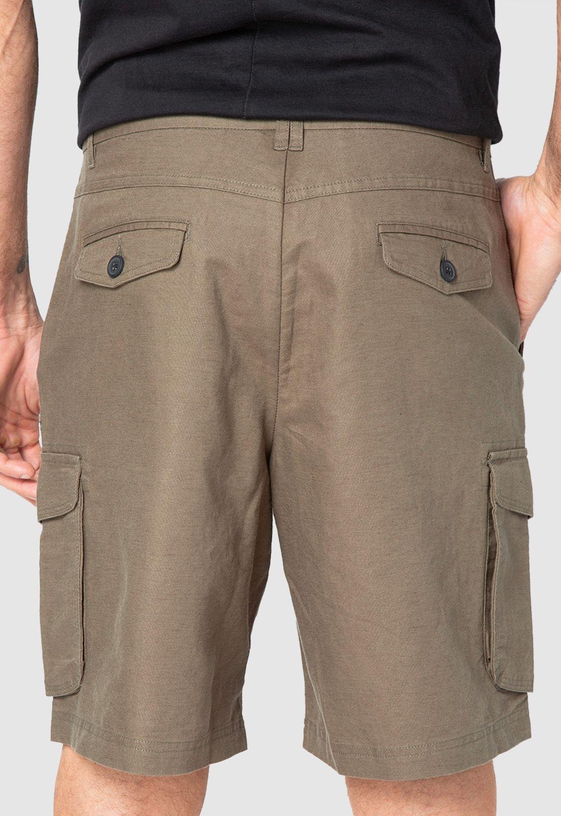Short Cargo Lino Moss Black Bubba-1