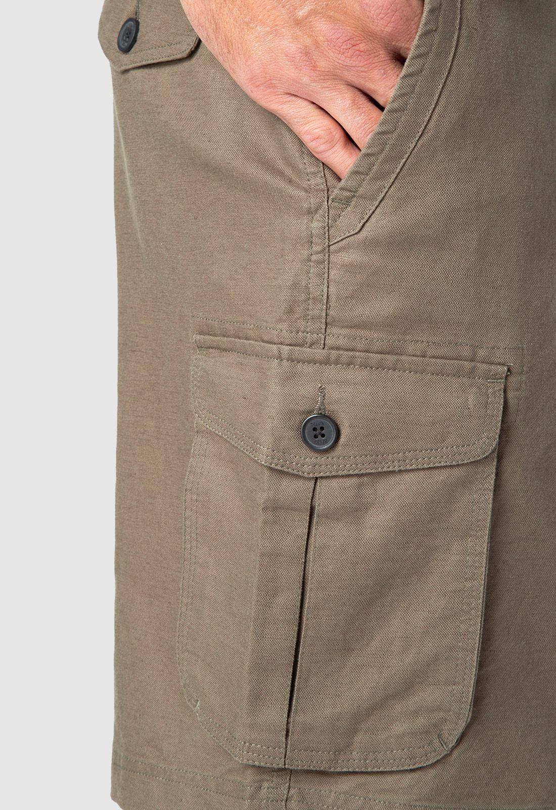 Short Cargo Lino Moss Black Bubba-3