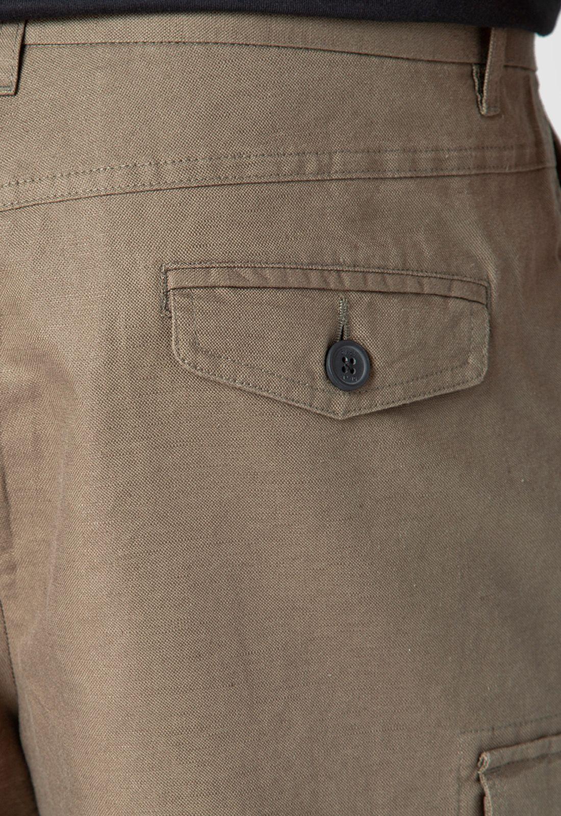 Short Cargo Lino Moss Black Bubba-4